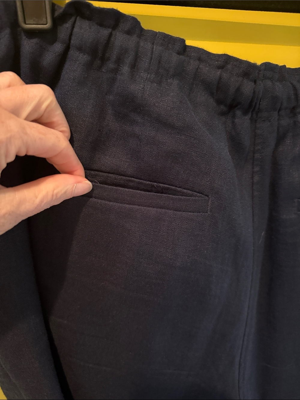 Boden Navy Wide-Leg Drawstring Linen-Blend Pants - Picture 6 of 10